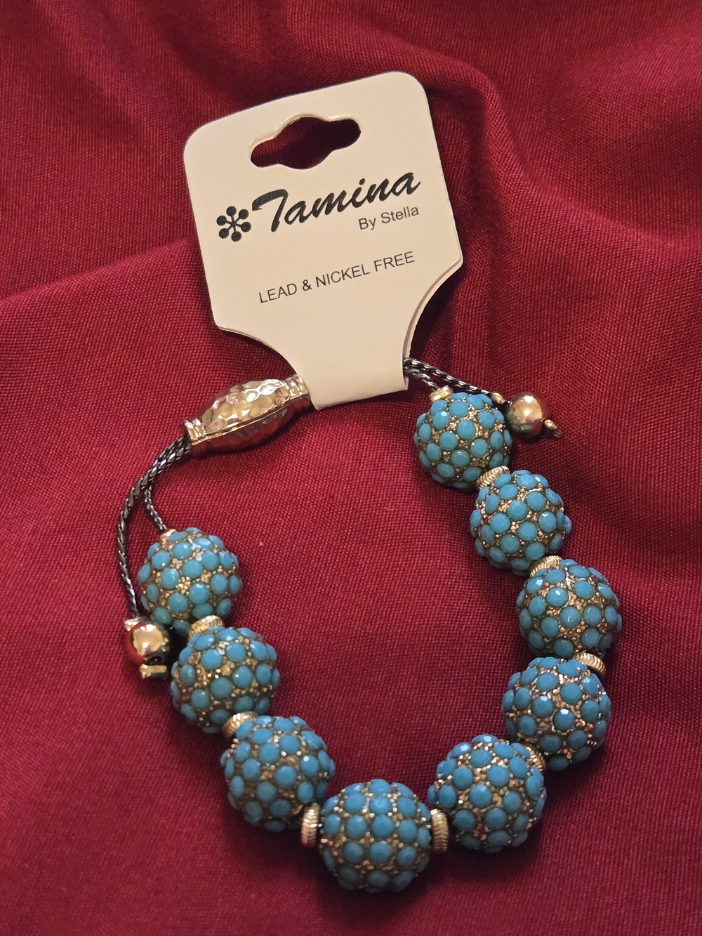 Turquoise Bead Bracelet with Gold Accents